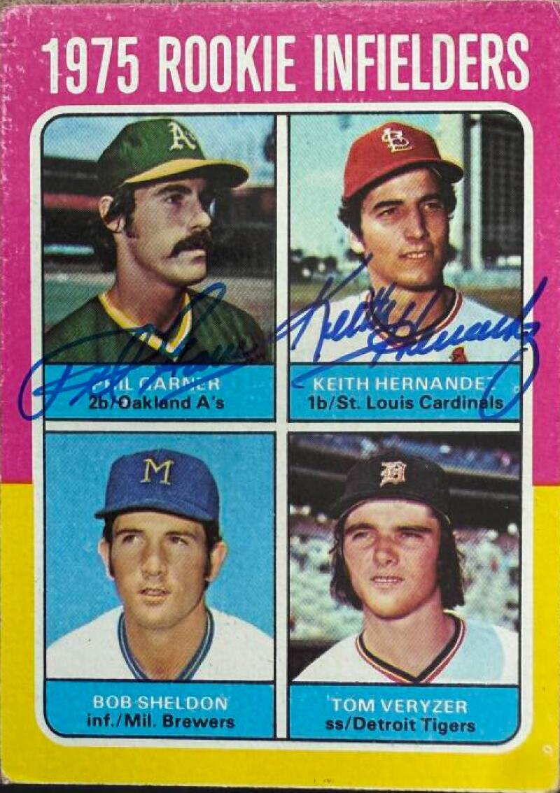 Keith Hernandez & Phil Garner Dual Signed 1975 Topps Baseball Card - St Louis Cardinals, Oakland A's #623