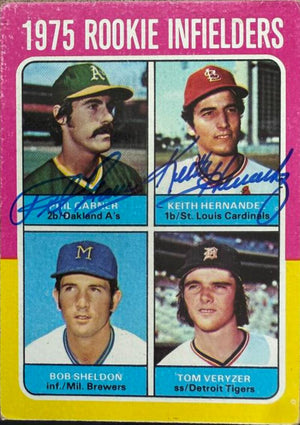 Keith Hernandez & Phil Garner Dual Signed 1975 Topps Baseball Card - St Louis Cardinals, Oakland A's #623