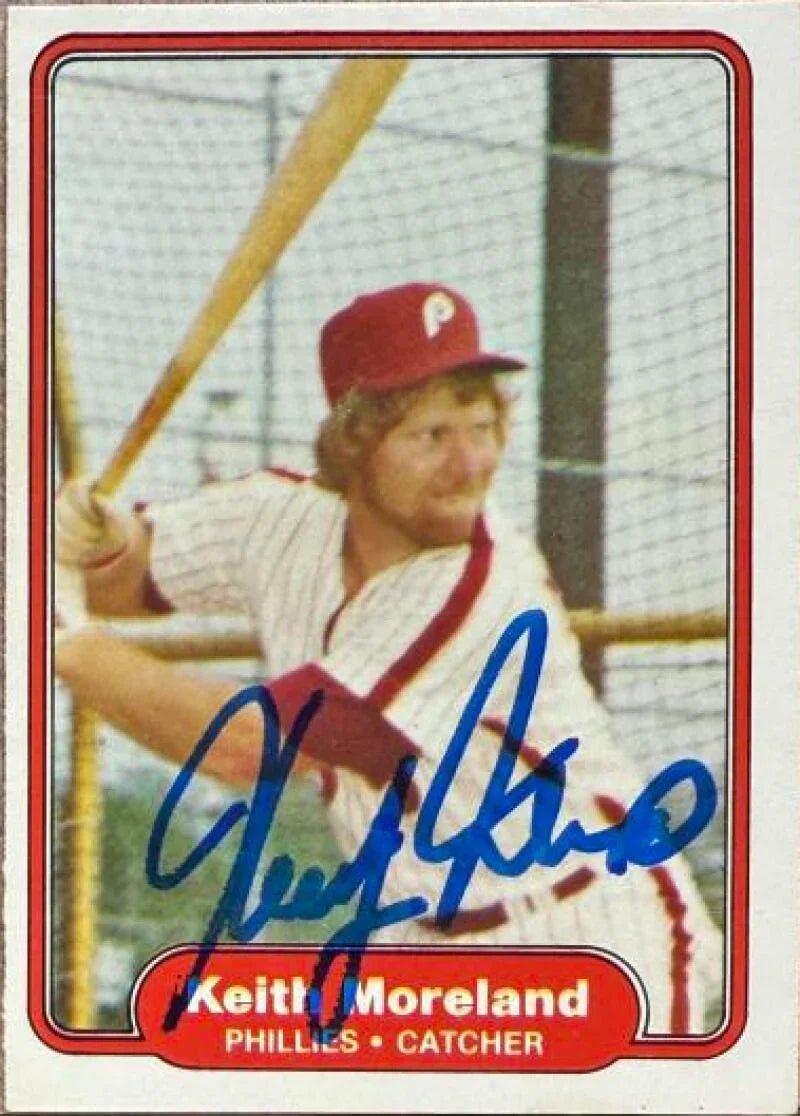 Keith Moreland Signed 1982 Fleer Baseball Card - Philadelphia Phillies #252