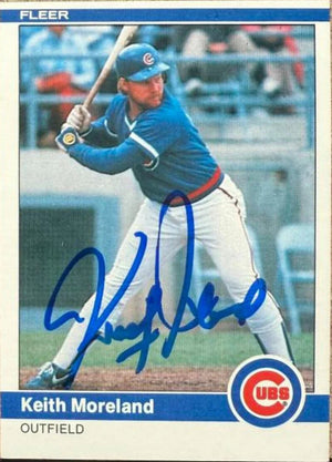 Keith Moreland Signed 1984 Fleer Baseball Card - Chicago Cubs #499