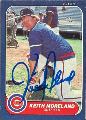 Keith Moreland Signed 1986 Fleer Baseball Card - Chicago Cubs #375