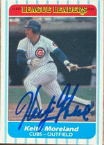 Keith Moreland Signed 1986 Fleer League Leaders Baseball Card - Chicago Cubs #25