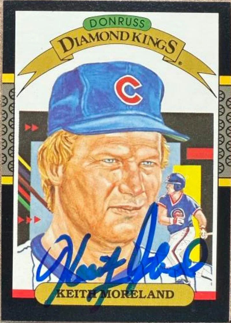 Keith Moreland Signed 1987 Donruss Baseball Card - Chicago Cubs #24 Diamond Kings