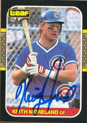 Keith Moreland Signed 1987 Leaf Baseball Card - Chicago Cubs #77