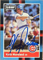 Keith Moreland Signed 1988 Leaf Baseball Card - Chicago Cubs #160