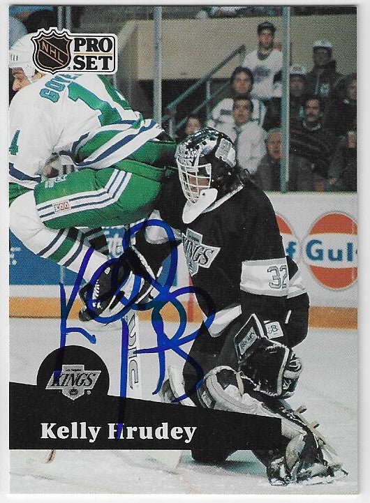 Kelly Hrudey Signed 1991-92 Pro Set Hockey Card - Los Angeles Kings