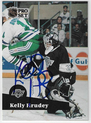 Kelly Hrudey Signed 1991-92 Pro Set Hockey Card - Los Angeles Kings
