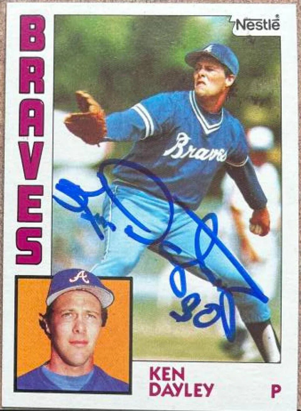Ken Dayley Signed 1984 Nestle Baseball Card - Atlanta Braves