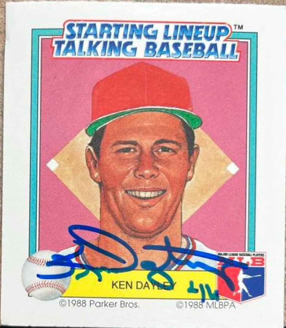 Ken Dayley Signed 1988 Parker Bros Starting Lineup Talking Baseball Card - St Louis Cardinals