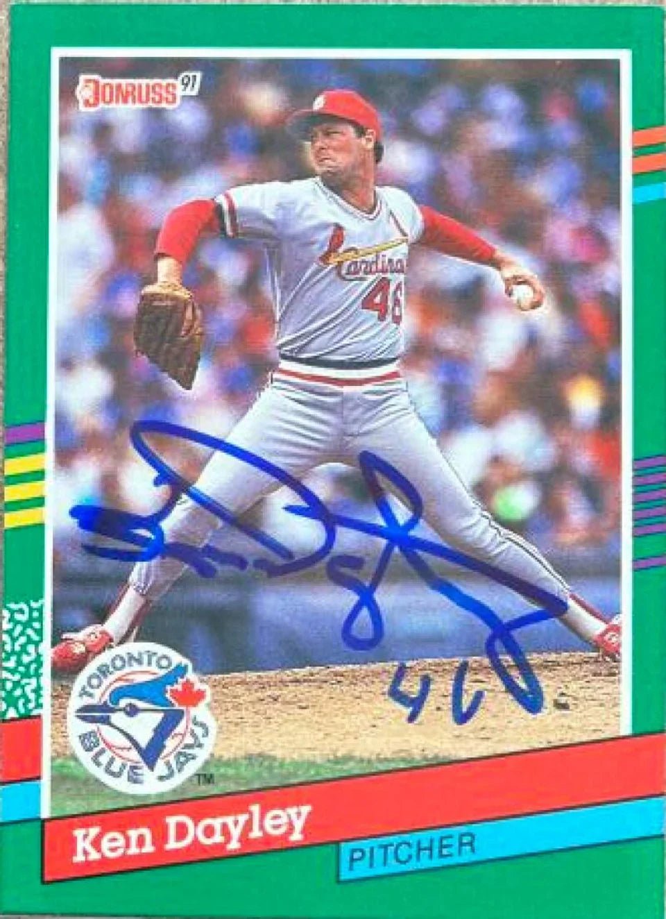 Ken Dayley Signed 1991 Donruss Baseball Card - St Louis Cardinals