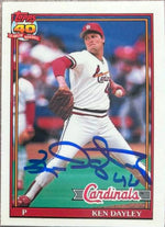 Ken Dayley Signed 1991 Topps Tiffany Baseball Card - St Louis Cardinals