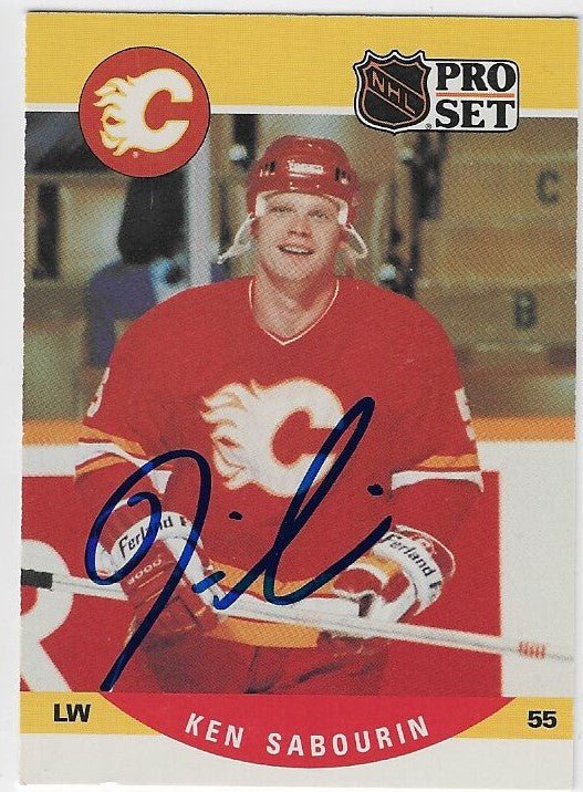 Ken Sabourin Signed 1990-91 Pro Set Hockey Card - Calgary Flames