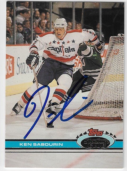Ken Sabourin Signed 1991 - 92 Topps Stadium Hockey Card - Washington Capitals - PastPros