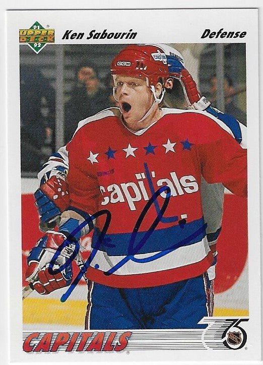 Ken Sabourin Signed 1991 - 92 Upper Deck Hockey Card - Washington Capitals - PastPros