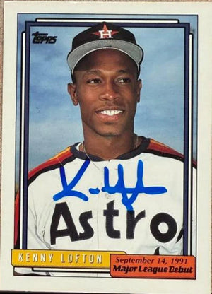 Kenny Lofton Autographed 1992 Topps Major League Debut Baseball Card - Houston Astros #112
