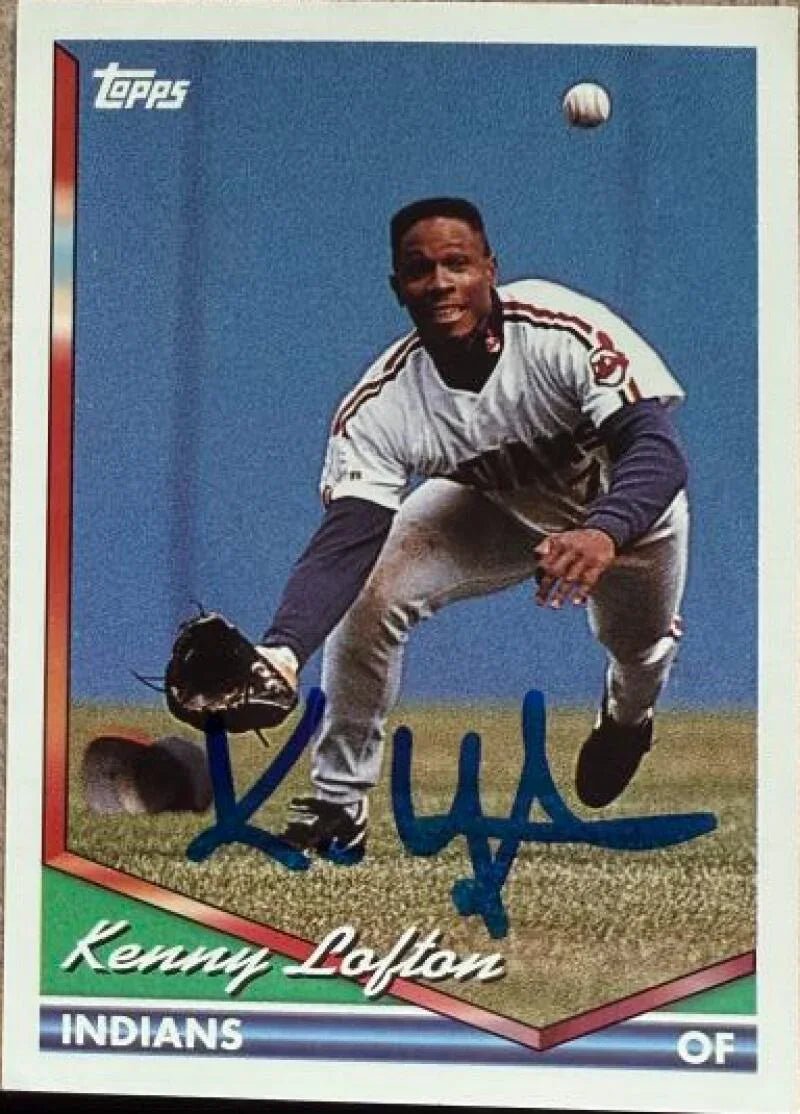 Kenny Lofton Autographed 1994 Topps Baseball Card - Cleveland Indians #149