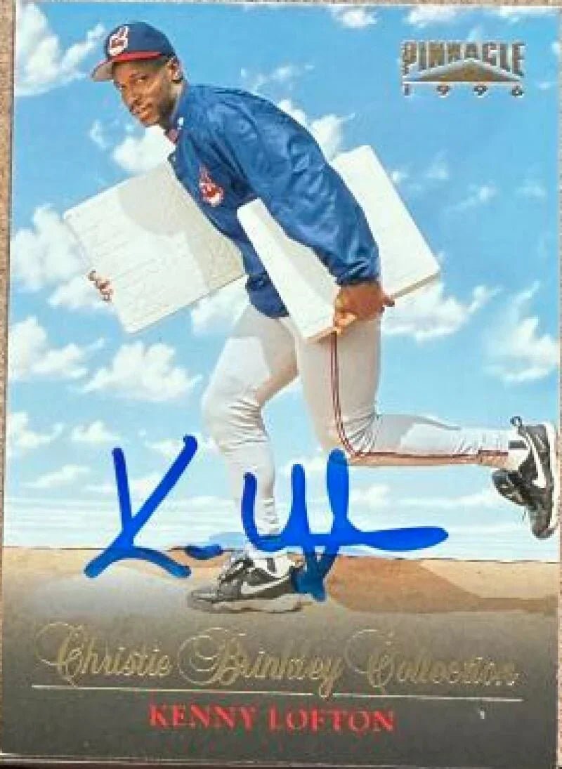 Kenny Lofton Autographed 1996 Pinnacle Christie Brinkley Collection Baseball Card - Cleveland Indians #16