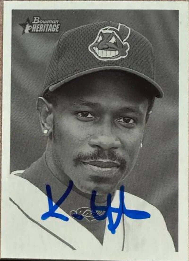 Kenny Lofton Autographed 2001 Bowman Heritage Baseball Card - Cleveland Indians #122