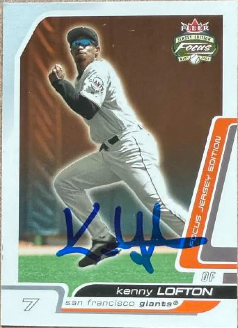 Kenny Lofton Autographed 2003 Fleer Focus Jersey Edition Baseball Card - San Francisco Giants