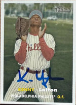 Kenny Lofton Autographed 2006 Topps Heritage Baseball Card - Philadelphia Phillies