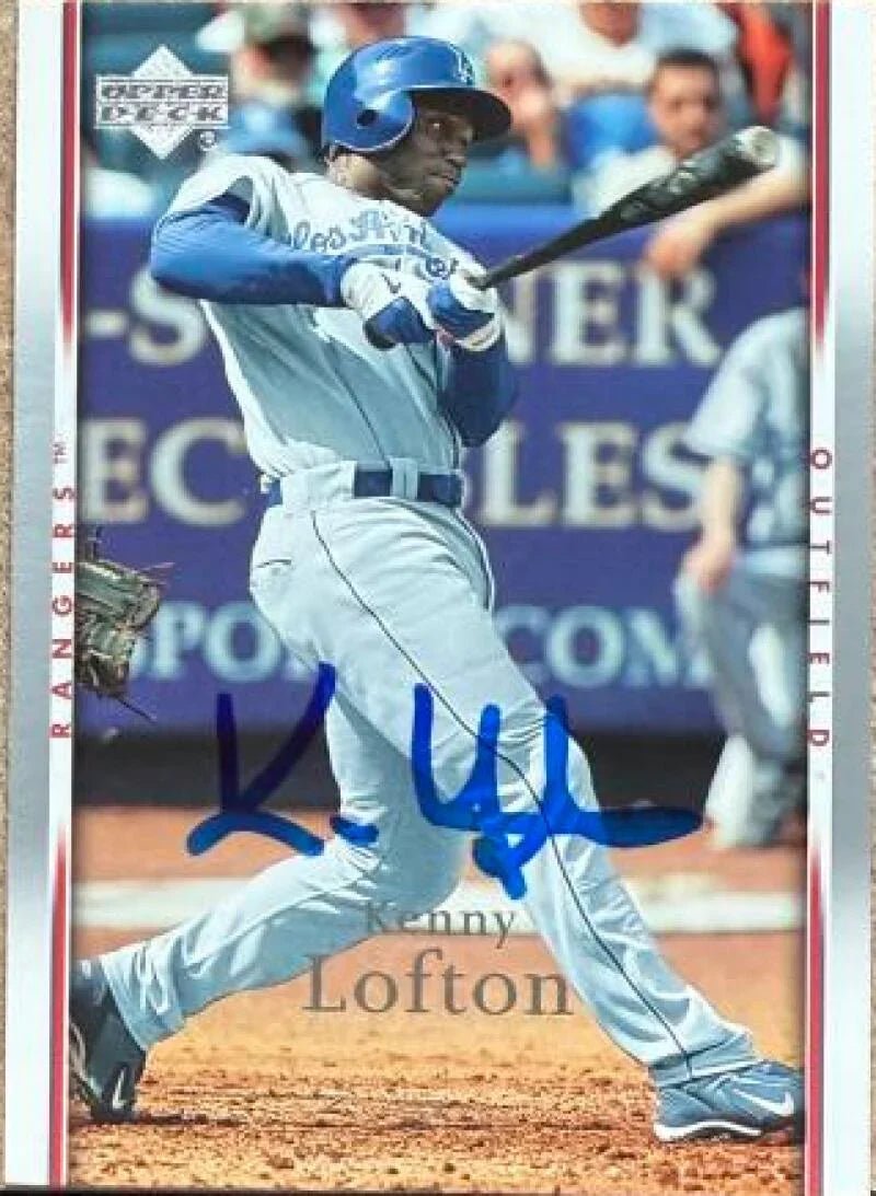 Kenny Lofton Autographed 2007 Upper Deck Baseball Card - Texas Rangers