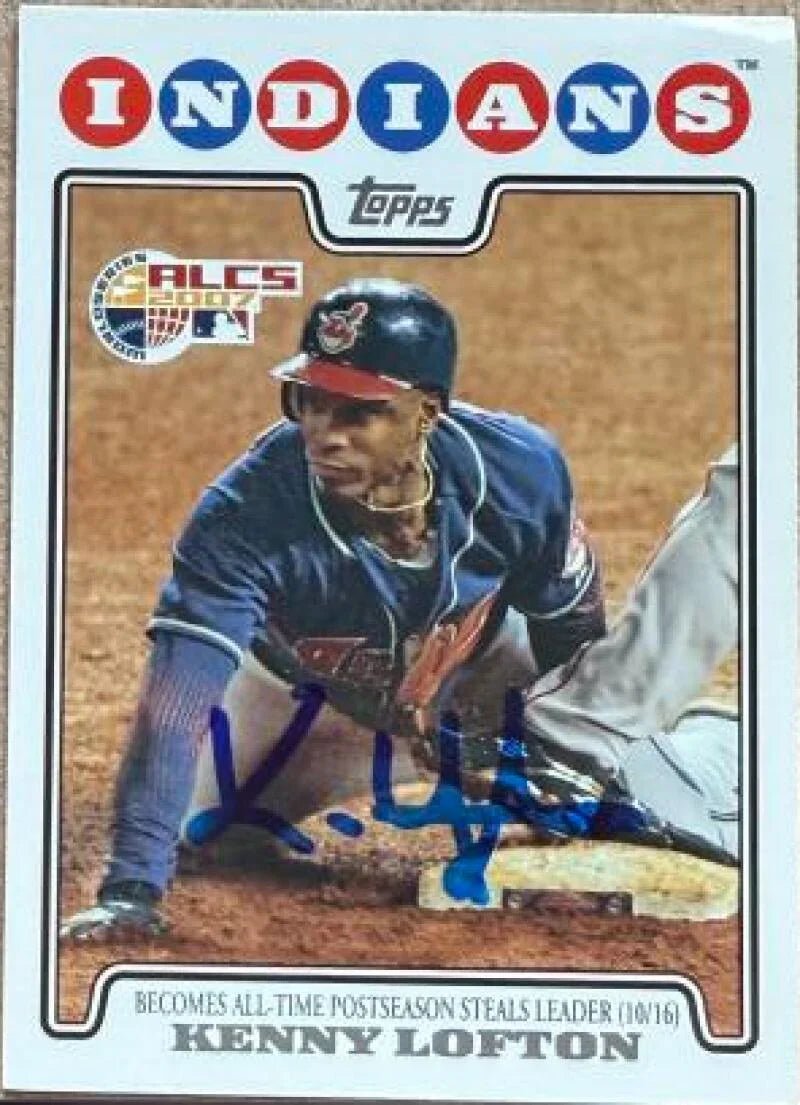 Kenny Lofton Autographed 2008 Topps Baseball Card - Cleveland Indians #128