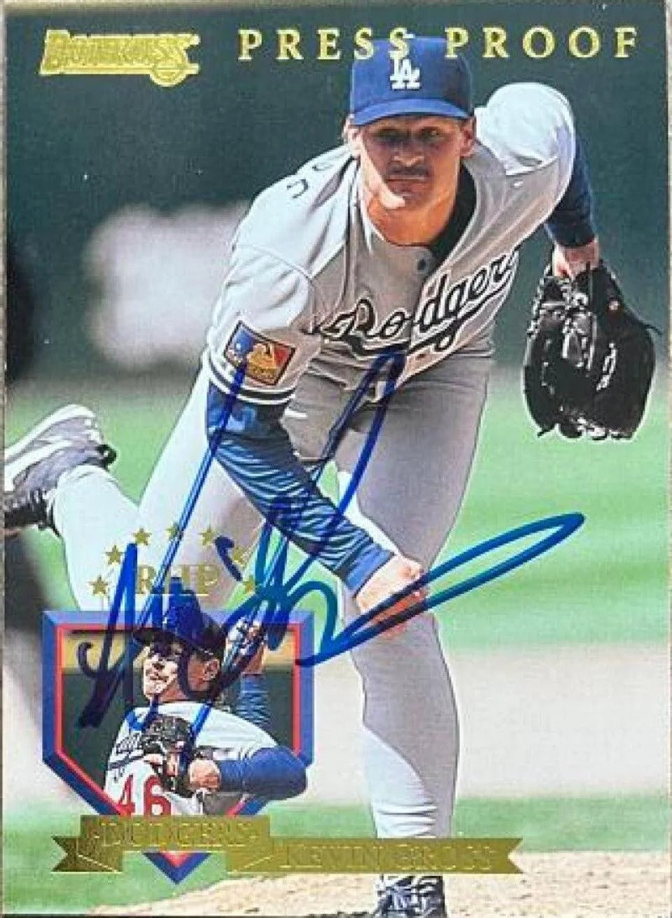 Kevin Gross Signed 1995 Donruss Press Proofs Baseball Card - Los Angeles Dodgers
