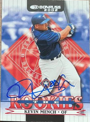 Kevin Mench Signed 2002 Donruss Rookies Baseball Card - Texas Rangers