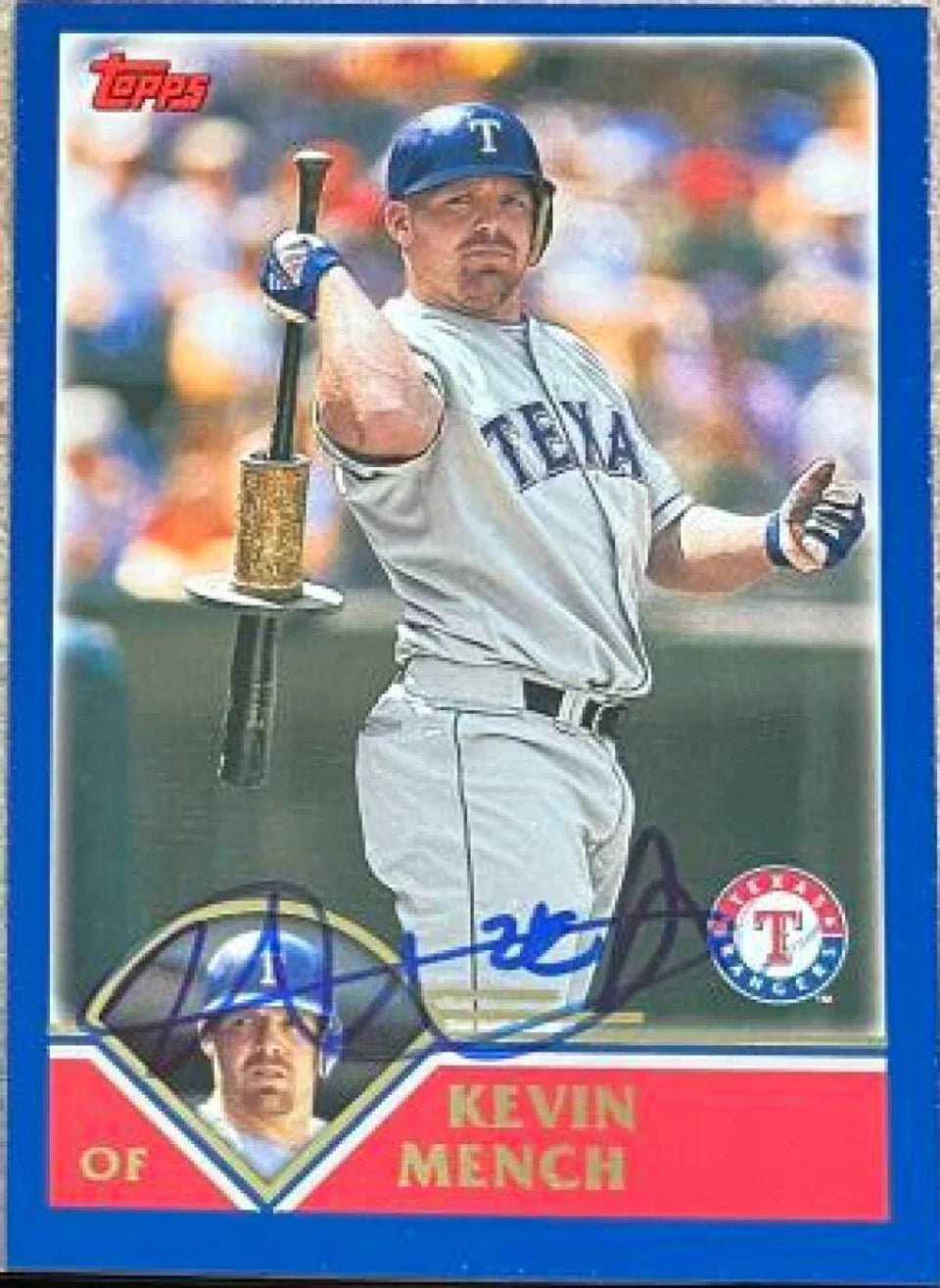 Kevin Mench Signed 2003 Topps Baseball Card - Texas Rangers