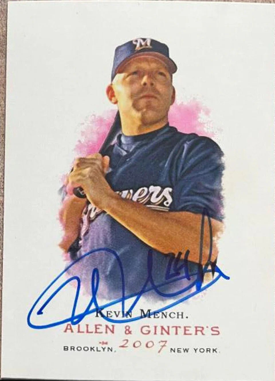 Kevin Mench Signed 2007 Allen & Ginter Baseball Card - Milwaukee Brewers