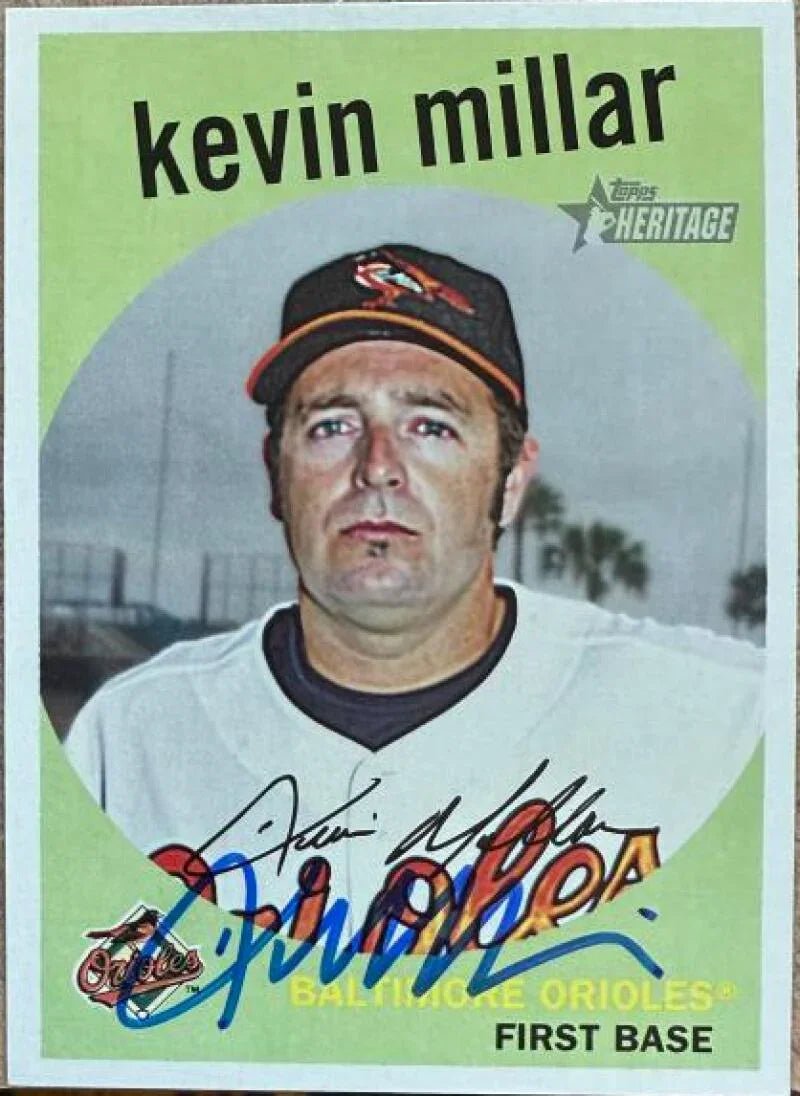 Kevin Millar Signed 2008 Topps Heritage Baseball Card - Baltimore Orioles #607 Black Ink on Back SP