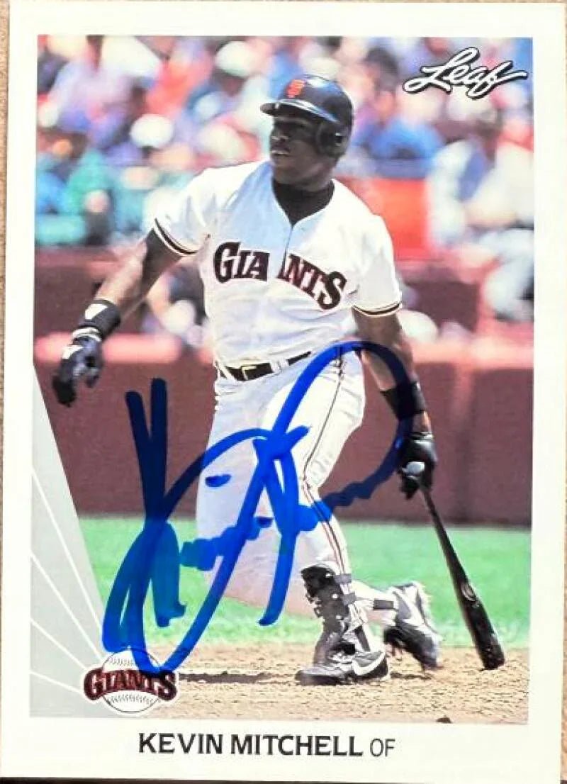 Kevin Mitchell Signed 1990 Leaf Baseball Card - San Francisco Giants 120 - PastPros