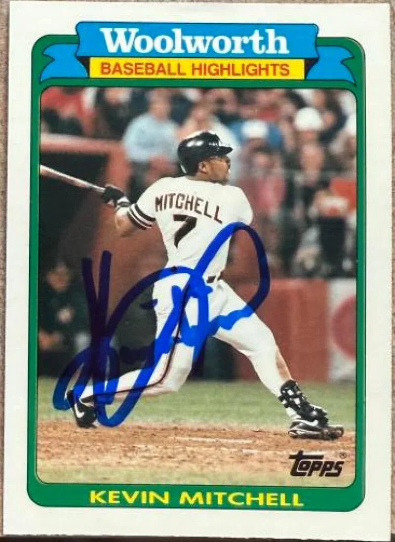 Kevin Mitchell Signed 1990 Topps Woolworth Baseball Highlights Baseball Card - San Francisco Giants #32 MVP