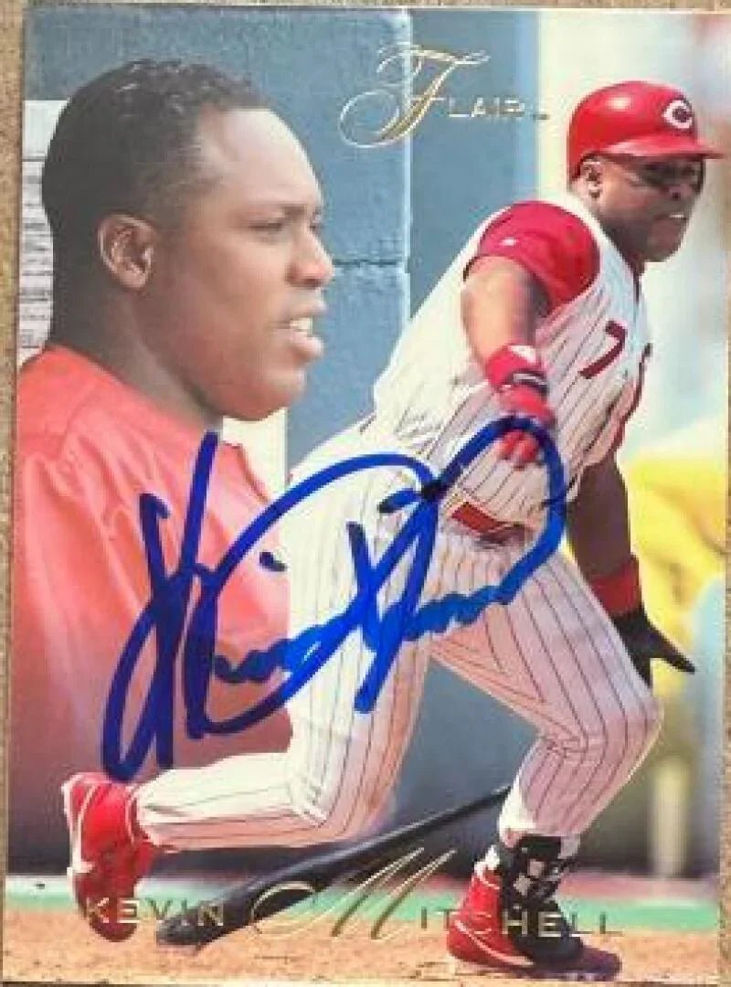 Kevin Mitchell Signed 1993 Flair Baseball Card - Cincinnati Reds #136