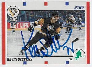 Kevin Stevens Signed 1990-91 Score Hockey Card - Pittsburgh Penguins