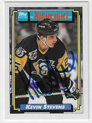 Kevin Stevens Signed 1992-93 Topps Highlight Hockey Card - Pittsburgh Penguins