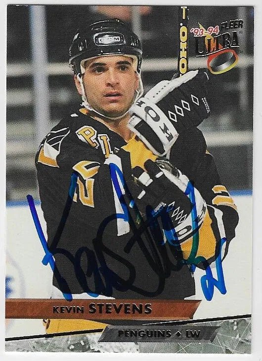 Kevin Stevens Signed 1993-94 Fleer Ultra Hockey Card - Pittsburgh Penguins