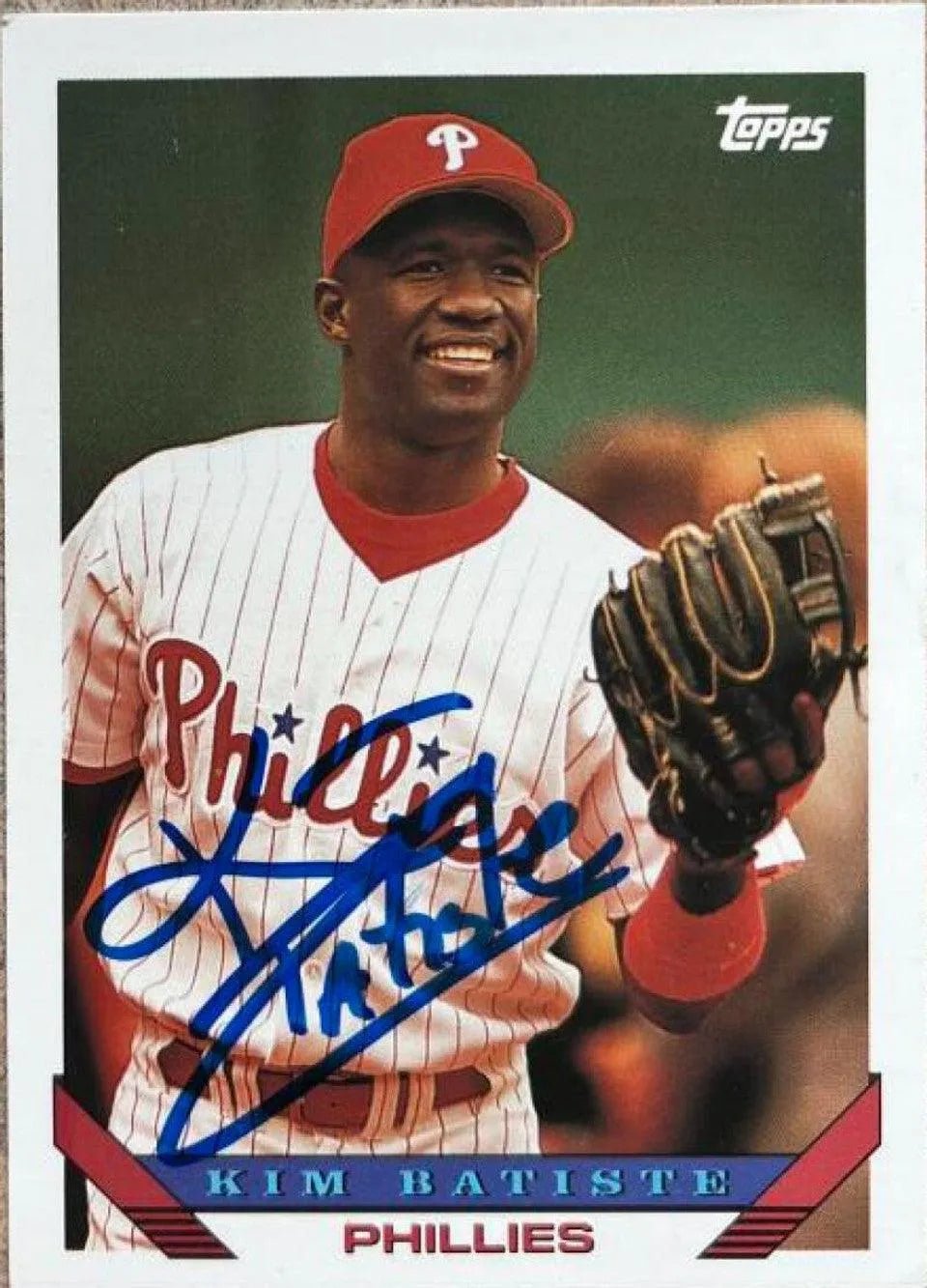 Kim Batiste Signed 1993 Topps Baseball Card - Philadelphia Phillies