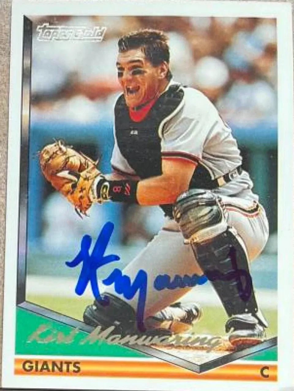 Kirt Manwaring Signed 1994 Topps Gold Baseball Card - San Francisco Giants