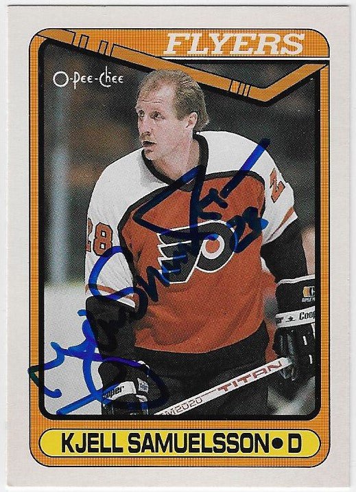 Kjell Samuelsson Signed 1990-91 O-Pee-Chee Hockey Card - Philadelphia Flyers