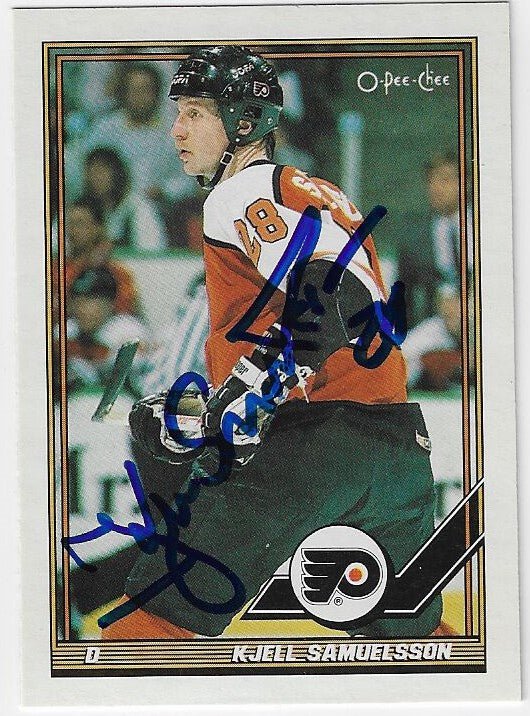 Kjell Samuelsson Signed 1991-92 O-Pee-Chee Hockey Card - Philadelphia Flyers