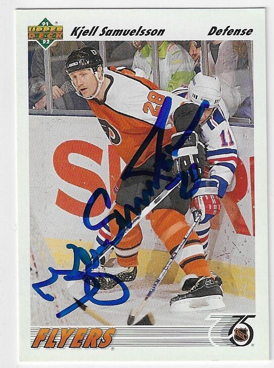 Kjell Samuelsson Signed 1991-92 Upper Deck Hockey Card - Philadelphia Flyers