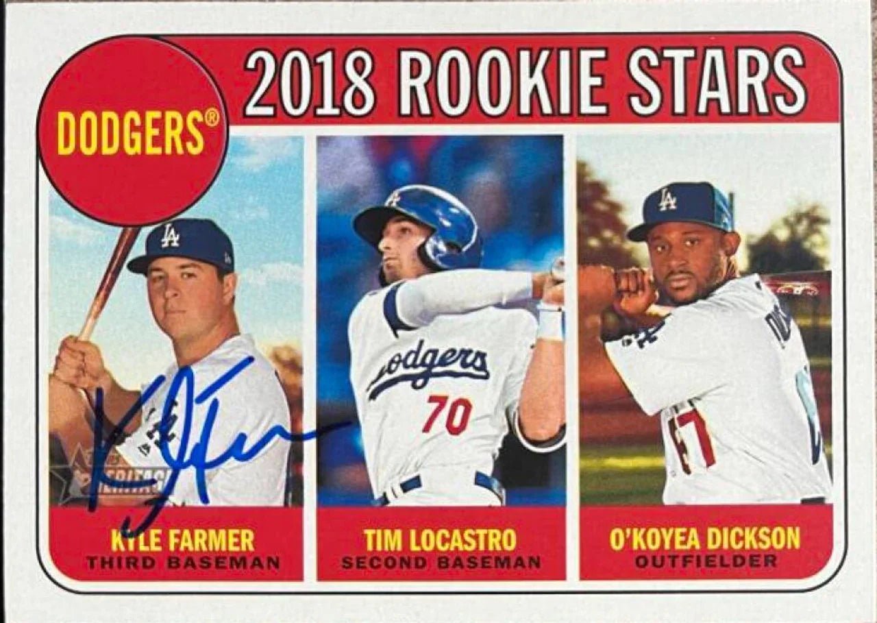 Kyle Farmer Signed 2018 Topps Heritage Baseball Card - Los Angeles Dodgers