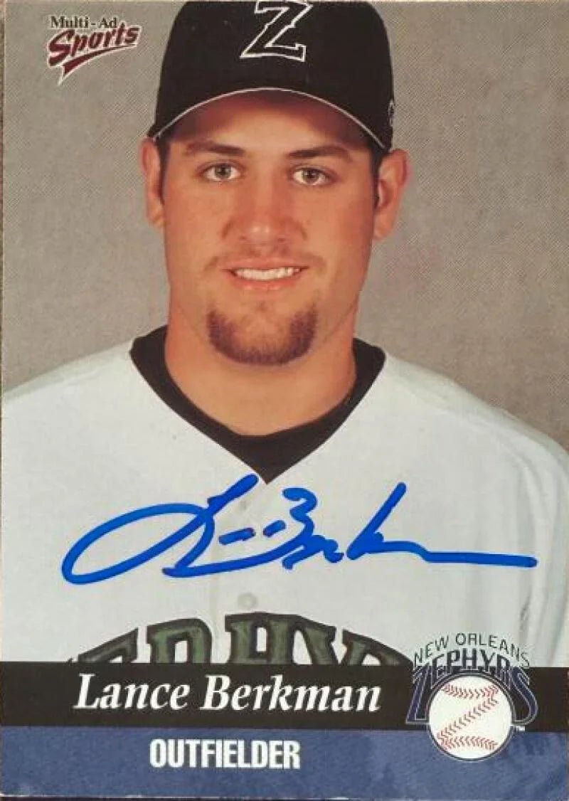 Lance Berkman Signed 1999 Multi-Ad Baseball Card - New Orleans Zephyrs