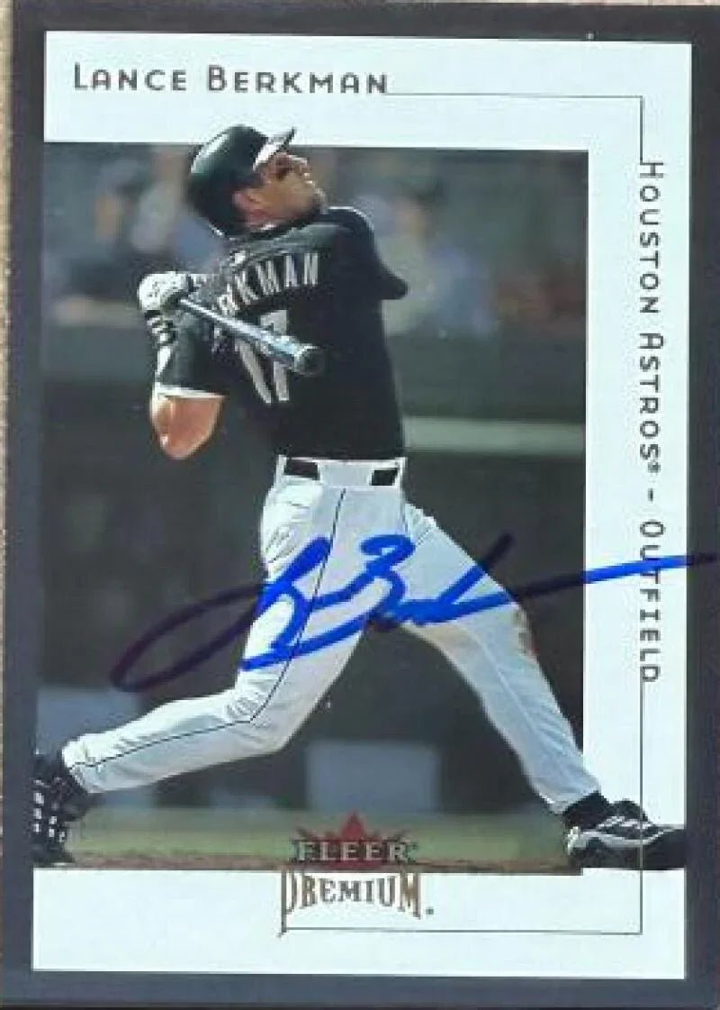 Lance Berkman Signed 2001 Fleer Premium Baseball Card - Houston Astros #59