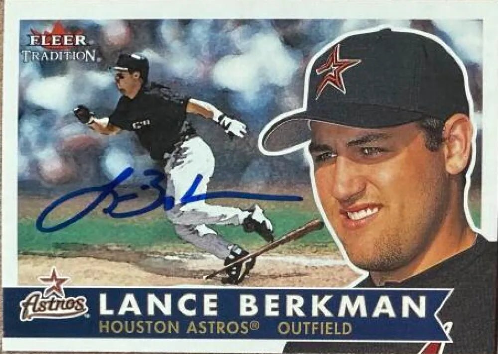 Lance Berkman Signed 2001 Fleer Tradition Baseball Card - Houston Astros #189