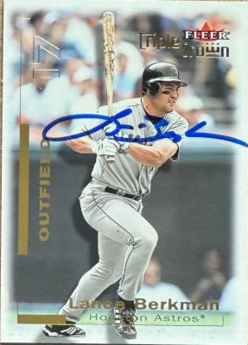 Lance Berkman Signed 2001 Fleer Triple Crown Baseball Card - Houston Astros #91