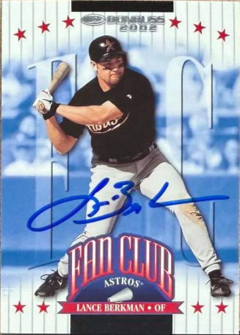 Lance Berkman Signed 2002 Donruss Baseball Card - Houston Astros #210