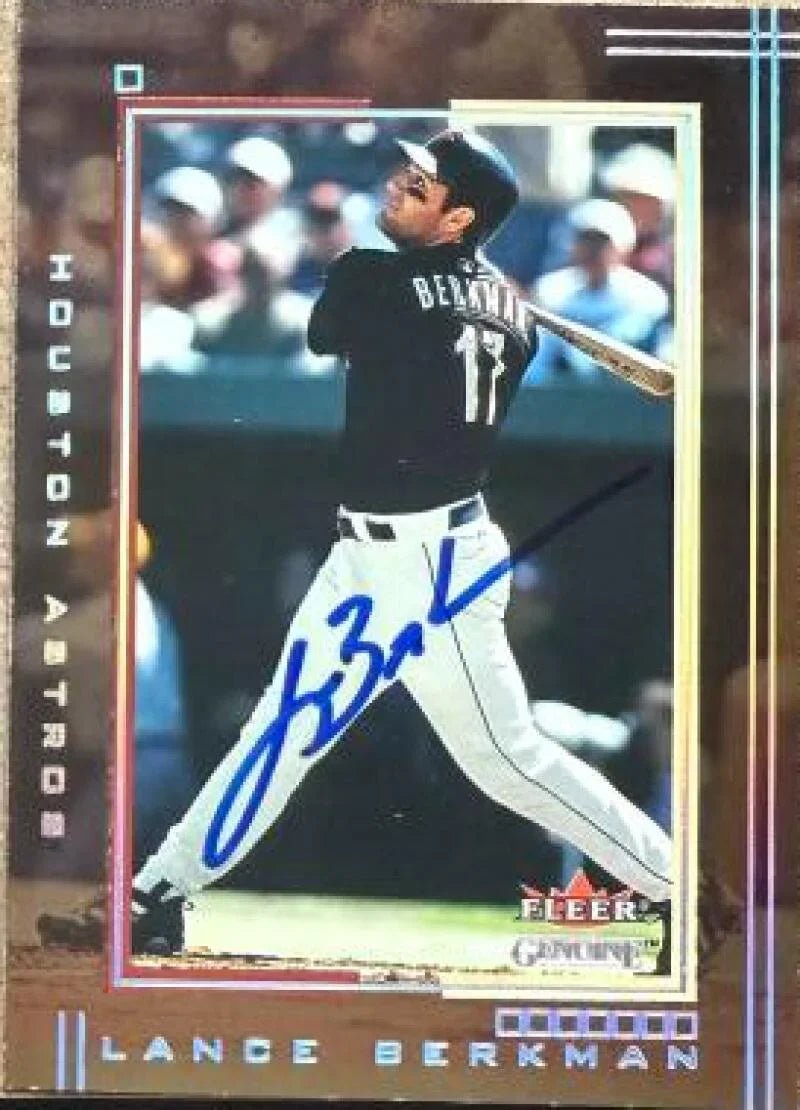 Lance Berkman Signed 2002 Fleer Genuine Baseball Card - Houston Astros #33