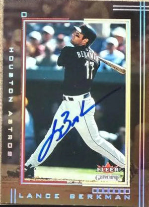 Lance Berkman Signed 2002 Fleer Genuine Baseball Card - Houston Astros #33
